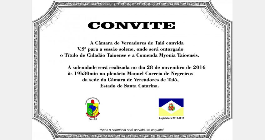 Câmara entregará comendas e títulos  Câmara entregará comendas e títulos